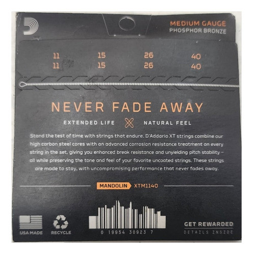 Cuerdas Para Mandolina D'addario 11-40 1