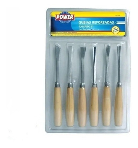 Gubias Reforzadas Con Mango De Madera 6 Pcs Power 0