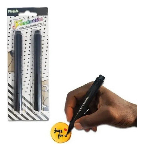 Kit Com 2 Caneta De Tinta Alimentícia Comestível Preto 1