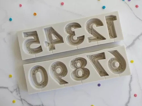 Molde De Silicona Numeros Labrados Reposteria, Resina, Etc 1