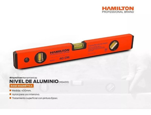 Nivel De Aluminio Magnetico Hamilton 40 Cm Ns400 1