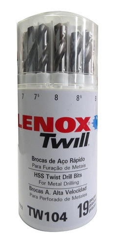 Jogo de broca ar hp 1 A 10mm 19 Peças Tw104 lenox Twi 0