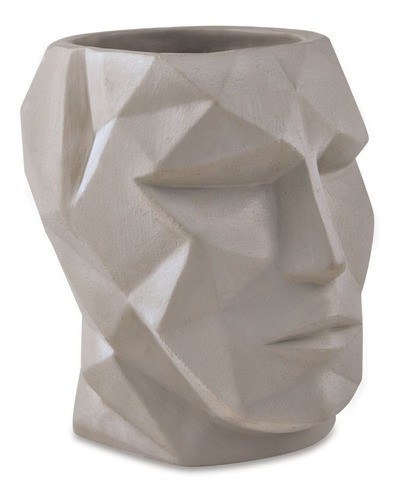 Vaso Cachepot Para Plantas Cinza Moderno Desenho Face Luxo 0