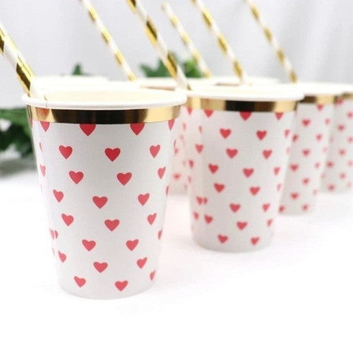 Vasos Corazones Rojos X 10 Un 0