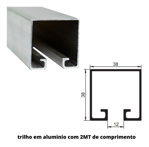 Trilho Tr138 38x38 Stanley Alumínio Reto Barra Reforçada 2mt 1