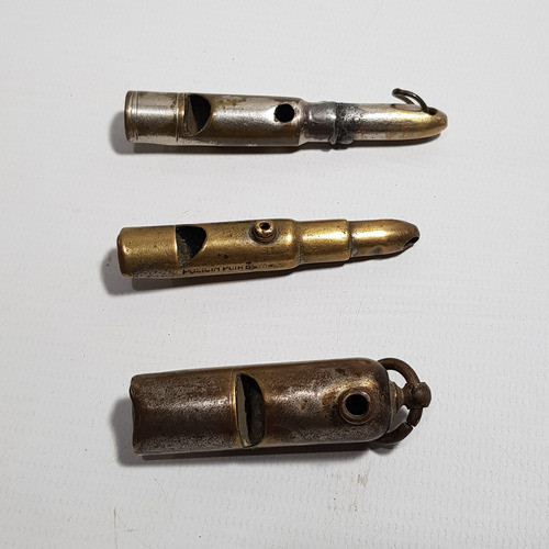 Antiguos Silbatos Militaría Bronce Niquel Lote X 3 Mag 60660 0