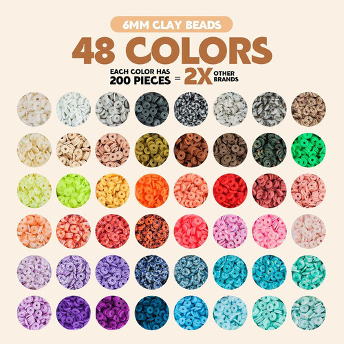 Kit 10500 Cuentas De Arcilla Para Hacer Pulseras ,48 Colores 1