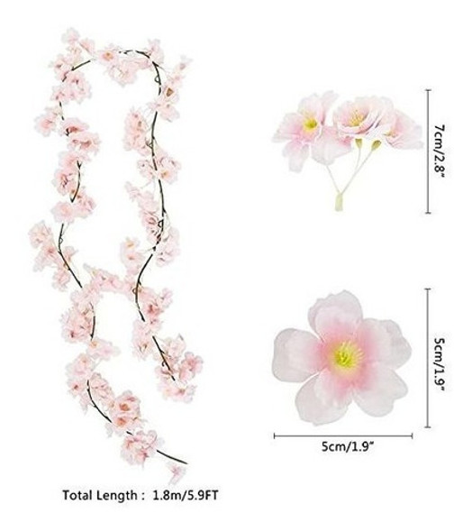 4 Guirnaldas De Flores De Cerezo Artificiales - Rosado 1