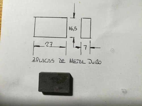 3 Placas De Metal Duro 7x16,5x27mm 0