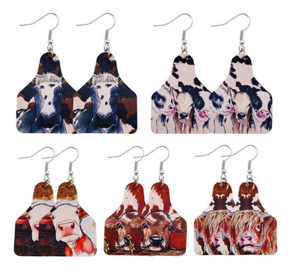 Pingyongchang 5 Pares De Aretes De Piel Sintética Con Esta. 0