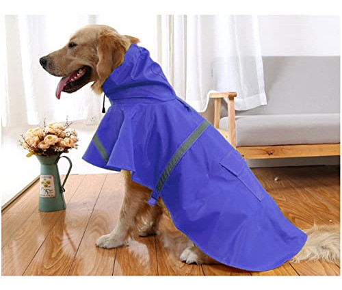 Piloto Impermeable Con Capucha Para Perro Talle M Azul 1
