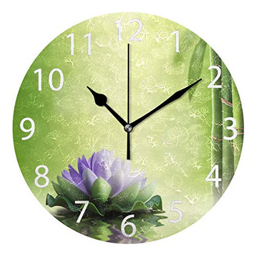 Senya Zen Garden Tema Decoración Loto Púrpura Reloj De Pared 0