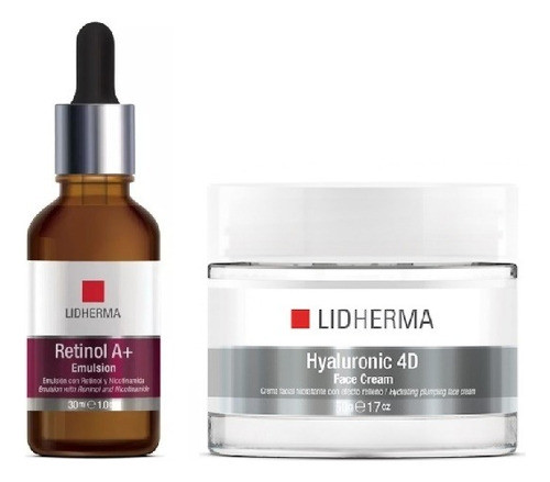 Lidherma Kit Hyaluronic 4d Face Cream + Retinol A+ Emulsion 0