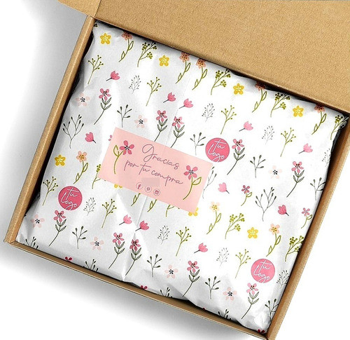 Papel Seda Personalizado  20x25 + Adesivo + Cartao Agradecim 0