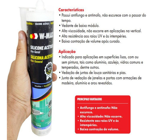 Silicone Acetico Pro Incolor Anti Mofo E Anti Fungo Wurth 1