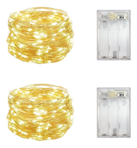 Paquete De 2 Mini Luces Led Que Funcionan Con Pilas, Luces D 0