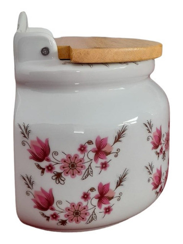 Saleiro Parede/bancada Redondo Flor Rosa 1 Kg Porcelana 1