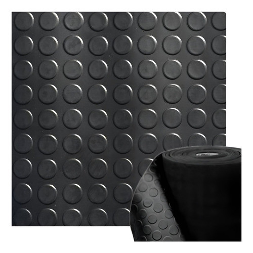 7m² Rolo De Piso Moeda Pastilhado Antiderrapante Preto 1mx7m 0