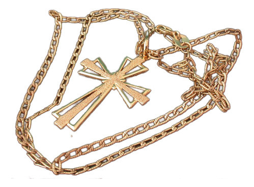 Luli Cadena Enchapado Oro 18k Cruz Unisex Excelente Calidad 0