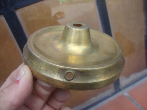 Antigua Base De Lampara De Bronce 11,4 Diam X 3,5 Alto 0