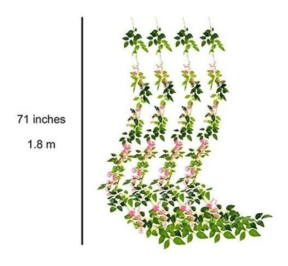 4 Guirnaldas De Vid De Glicina De Seda Artificial - Rosa 1
