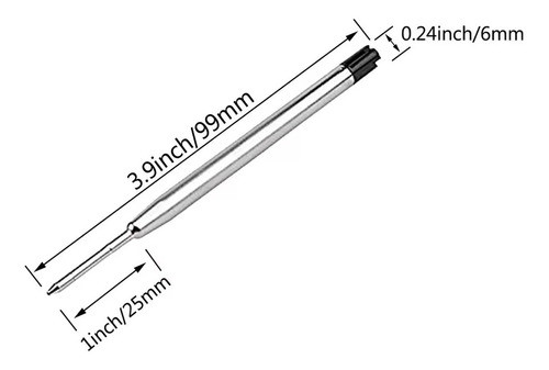 Carga Refil N116 Tipo Parker Preta 1.0mm Kit 6 Unidades 1