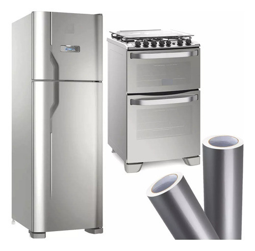 Papel Parede Envelopamento Prata Inox Geladeira 5m X 1m 0