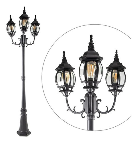 Lutec Led Luz De Poste Al Aire Libre Con Triple Cabezal, Luc 0