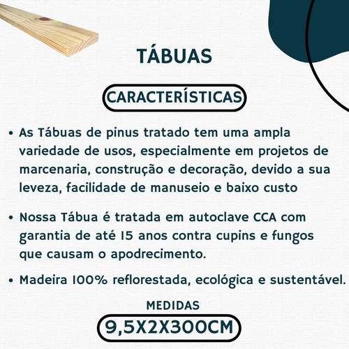 12 Tábuas De Madeira Pinus Tratado - 10cm 1