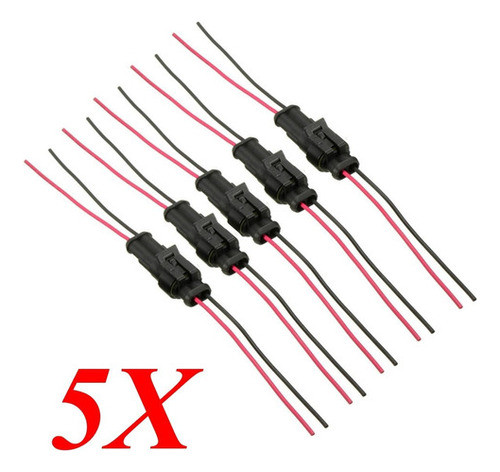 5 Kits 2 Pin Forma Coche Sello Impermeable Conector Eléctric 1