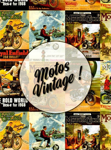 Motos Vintage! Lámina Decoupage Autoadhesiva 30 X 42 Cm 0