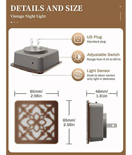 Enchufe De Luz Nocturna Regulable En Doresshop Retro Dusk To 1