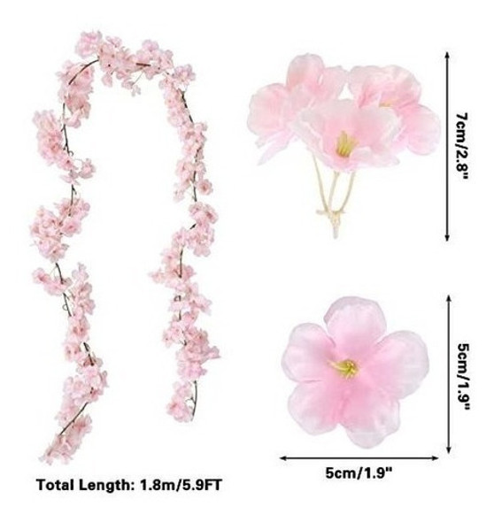 6 Guirnaldas De Flores De Cerezo Artificiales - Rosado 1