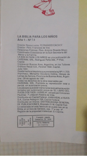 La Biblia Para Los Niños Nro 14 Año 1991 1