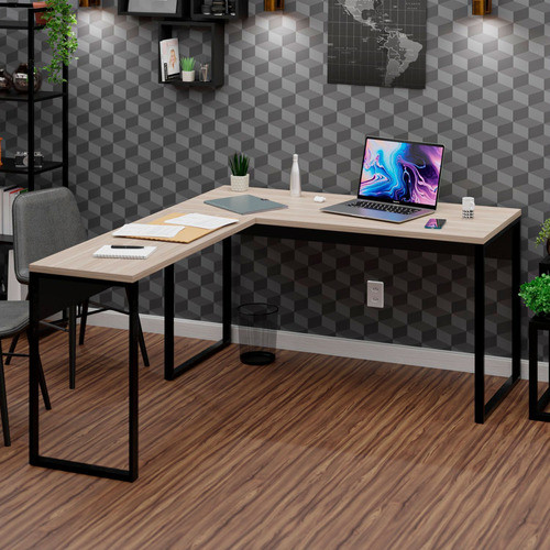 Mesa De Canto Em L Escrivaninha Industrial 150x150cm Wt 0