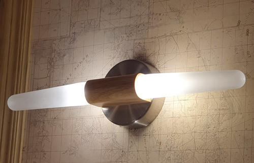 Aplique De Pared De 2 Luces Madera Y Vidrio 1