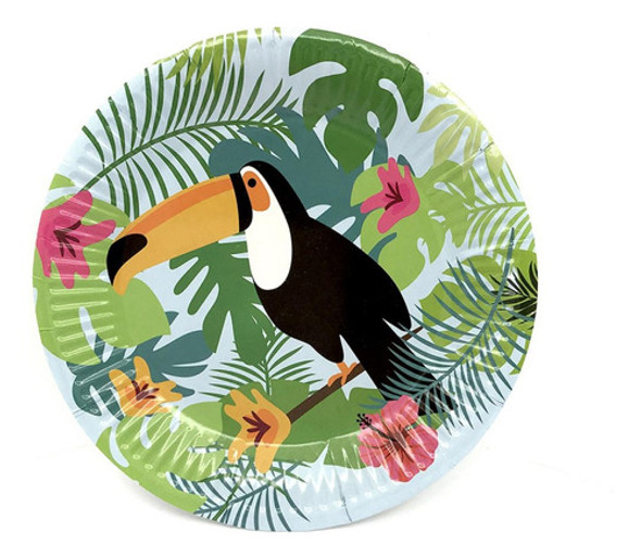 Platos Descartables Tucan Tropical  18cm 0