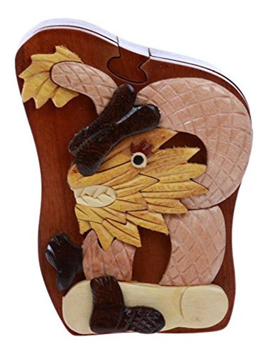 Dragon Hecho A Mano De Madera Forma De Animal Secreto Caja 0