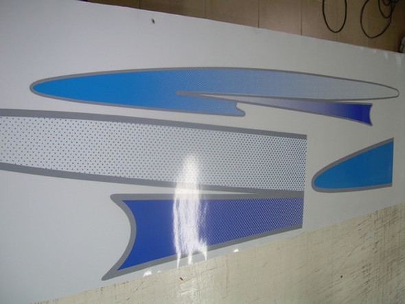 Kit Franjas Calcos Laterales Mercedes Benz 1634 Plotter Azul 1