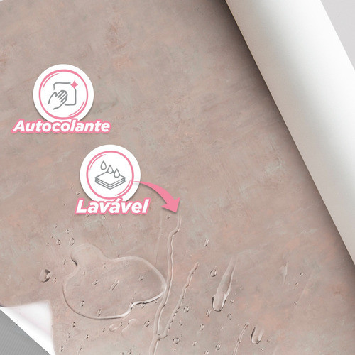 Papel De Parede Adesivo Cimento Queimado Rosê Decor 3m 1