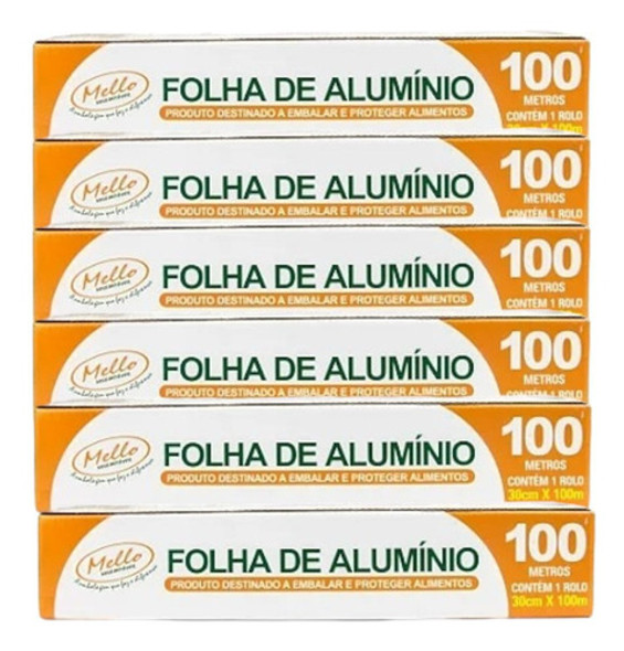 Kit 6x Rolo De Papel Alumínio 30cm X 100m Mello Leve 6 0 Kit 6x Rolo De Papel Alumínio 30cm X 100m Mello Leve 6 0