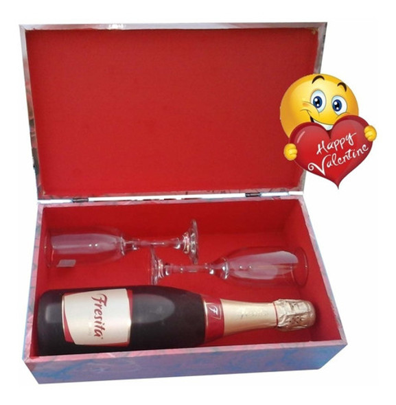 San Valentín Caja Premium Con Copas Y Champagne. 0