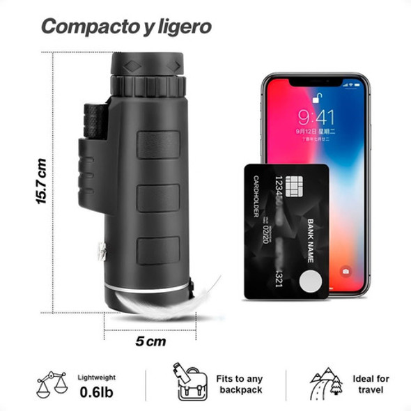Lente Zoom 40x60 Telescopio + Trípode Y Brujula Celular Tcs 1