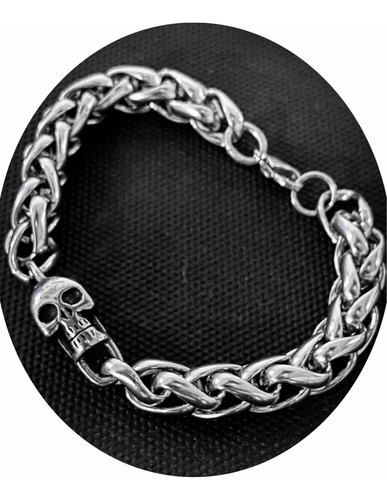 Pulsera Vikinga Acero Trenzado Y Calavera 0