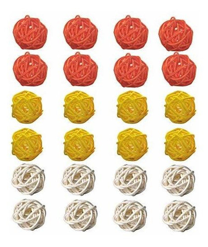 Esferas De Ratan 3cm X 24u. Naranja Crudo Amarillo 0