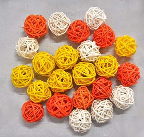 Esferas De Ratan 3cm X 24u. Naranja Crudo Amarillo 1