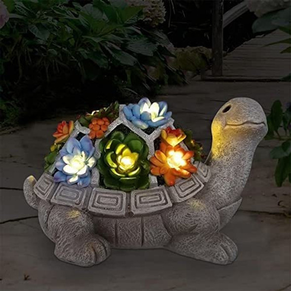 Nacome Estatua De Jardín Solar Con Suculentas Y 7 Luces Led 0