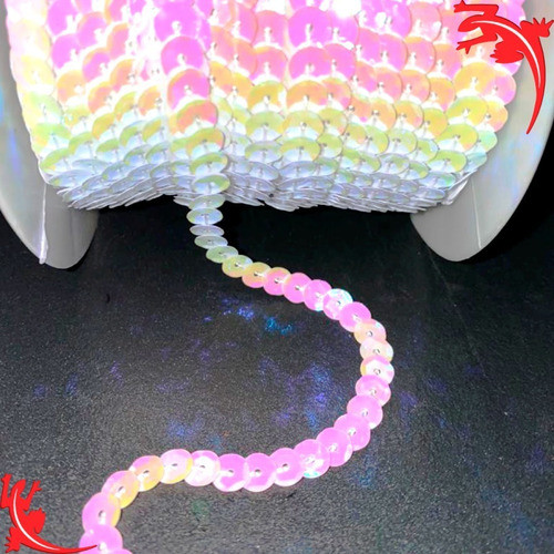 Lentejuela Cosida En Rollo 8 Mm Blanco Tornasol  X 45 Metros 1