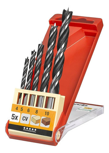 Juego Set Kit Mechas Madera Kwb 5 Pzs Con Estuche 0
