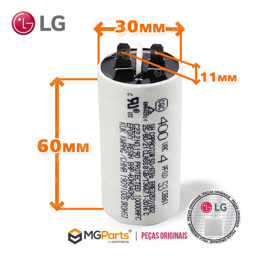 Capacitor Geladeira Side By Side 4uf LG Lr-21sdt1a Lr21sdw1a 1